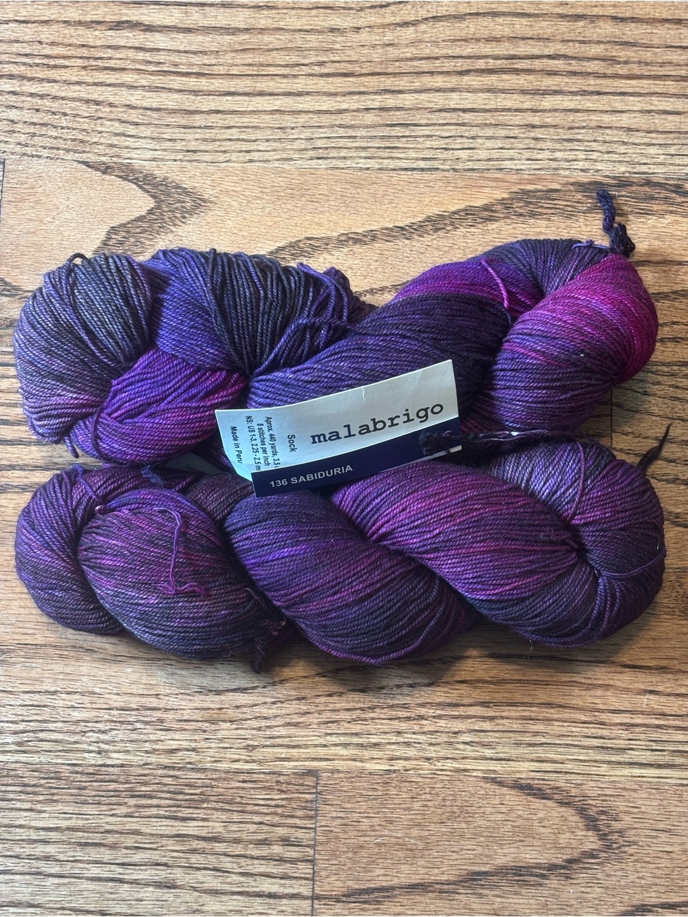 Malabrigo Yarn Lot of 2 Sock Purple Sabiduria Variegated 100% SW Merino Wool NWT